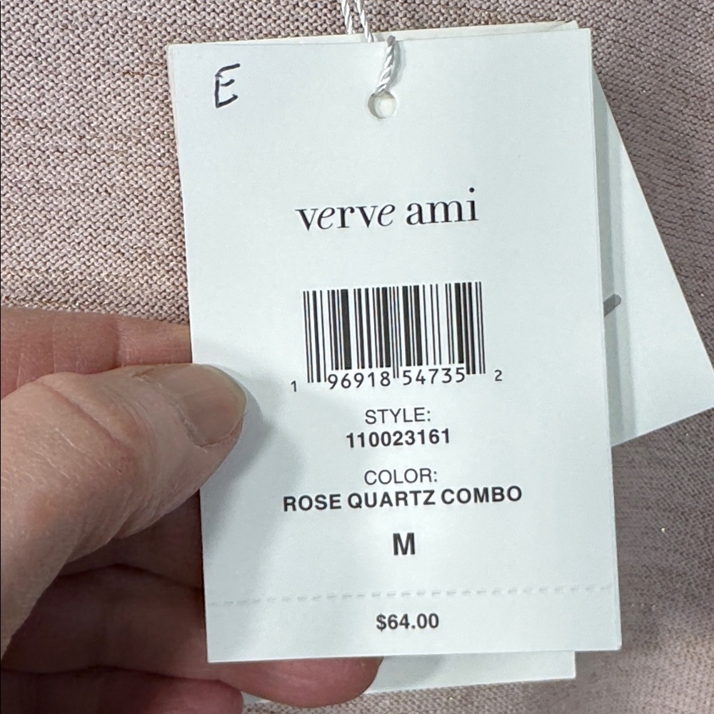 Verve Ami Sweater Pink/Gold Cardigan Open Front w/ Lapel Pocket Sz. M & L NWT - Picture 12 of 14
